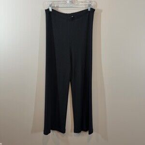 Gentry Portofino Italy Black Wide Leg Knit Pants Viscose Size IT 46